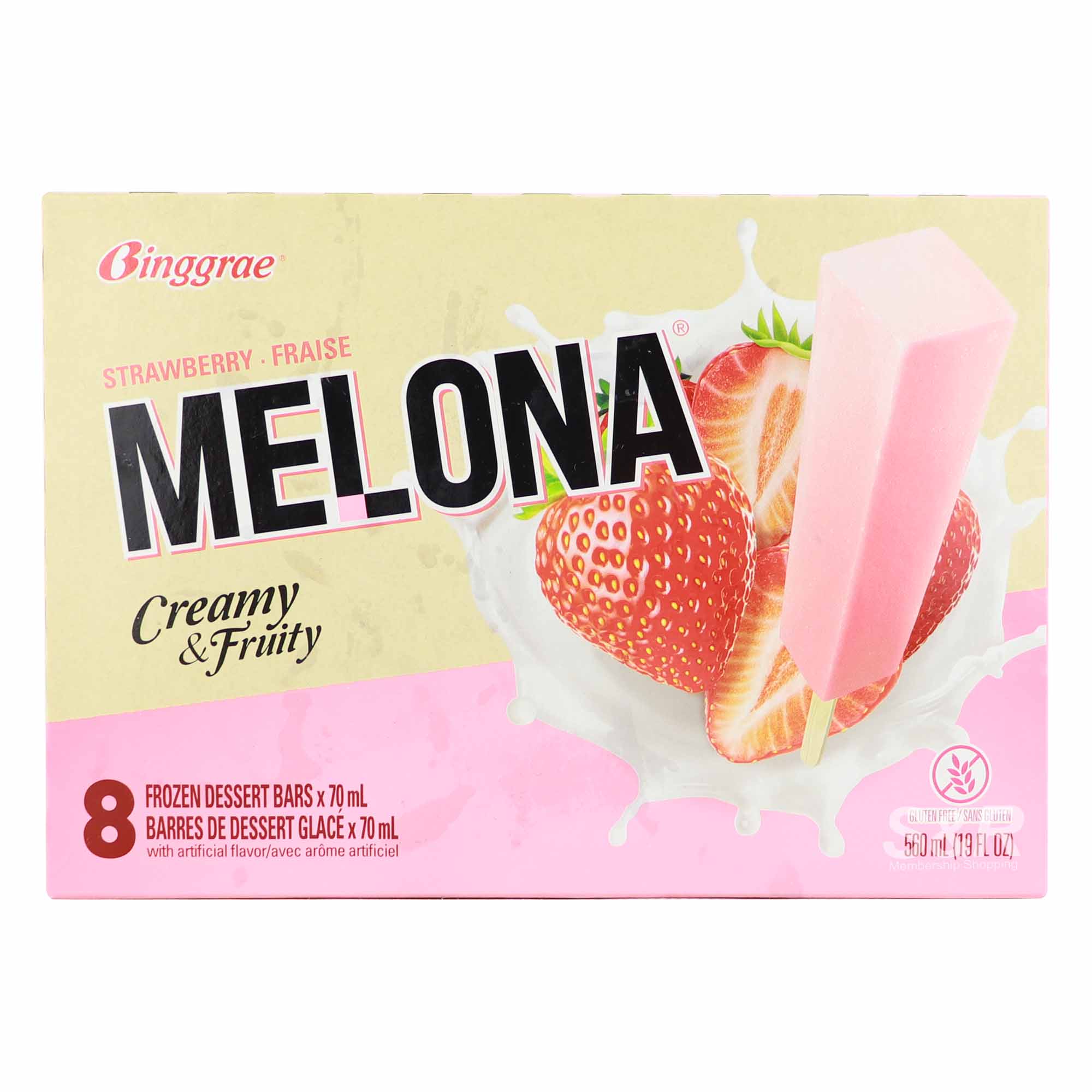 Melona Strawberry Fraise Frozen Dessert Bars 8pcs